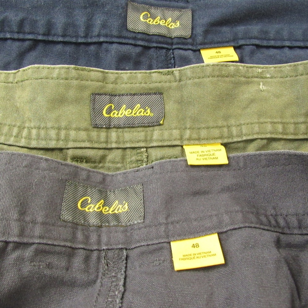 Cabelas Cargo Shorts Mens 48 Grey Blue Green Canvas‎ Big & Tall Outdoor Lot Of 3 - Picture 2 of 16